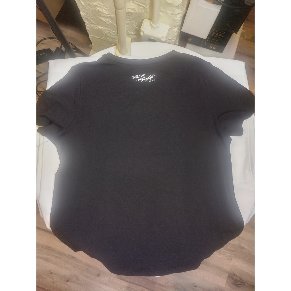 Karl Lagerfeld Paris Womens Graphic T-Shirt Black Rhinestone L5UHCA54 XL - Picture 4 of 7